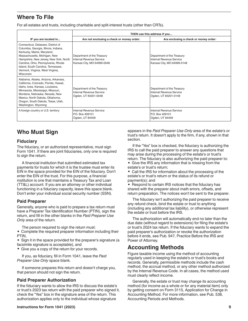 Instructions for IRS Form 1041 Schedule A, B, G, J, K-1 U.S. Income Tax Return for Estates and Trusts, Page 9