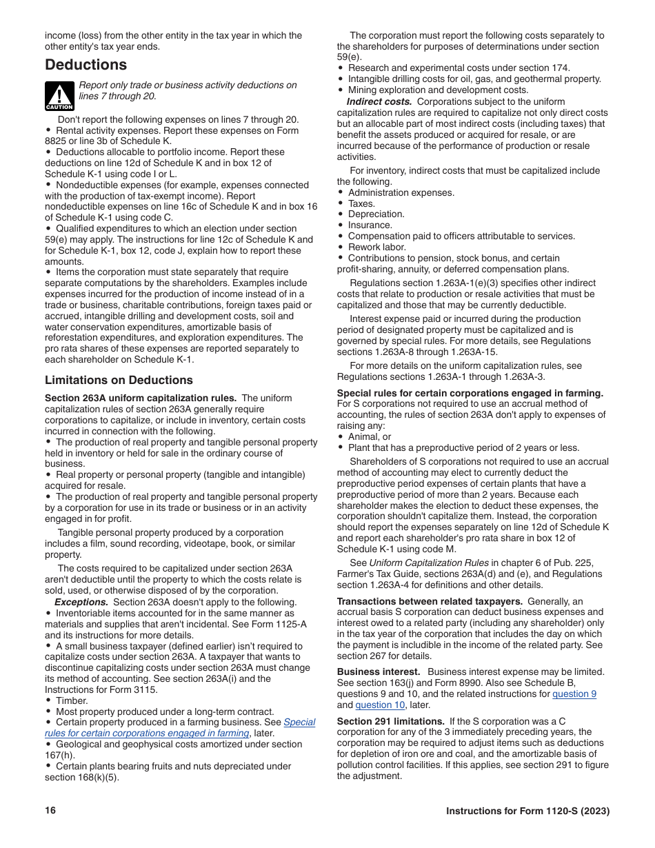 Instructions for IRS Form 1120-S U.S. Income Tax Return for an S Corporation, Page 16