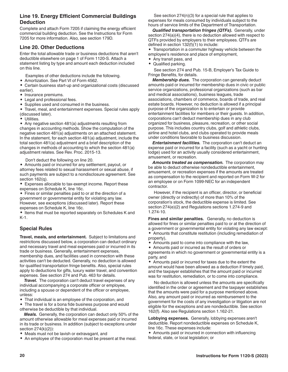 Instructions for IRS Form 1120-S U.S. Income Tax Return for an S Corporation, Page 20