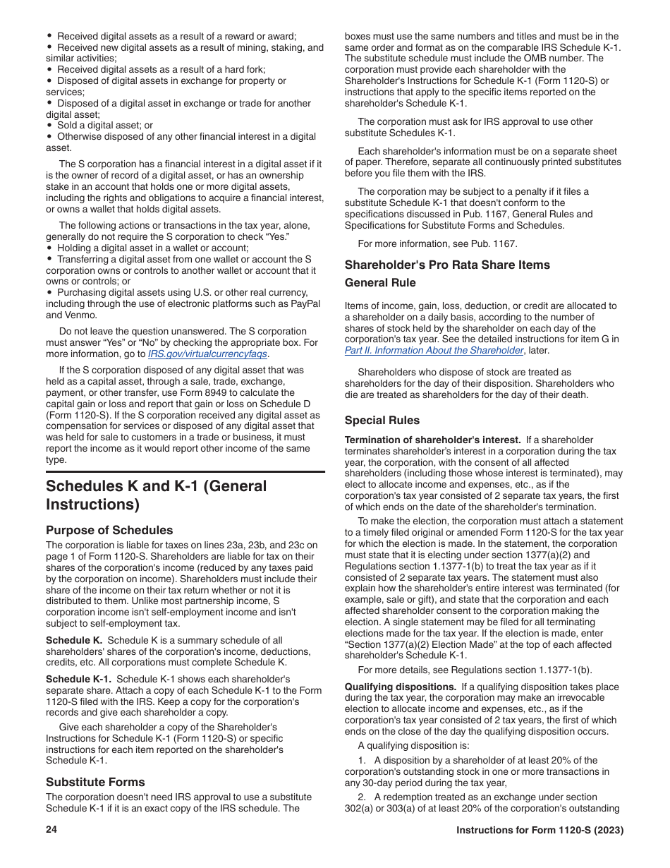 Instructions for IRS Form 1120-S U.S. Income Tax Return for an S Corporation, Page 24