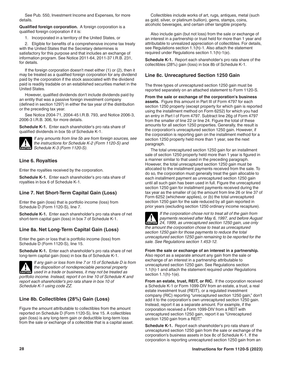 Instructions for IRS Form 1120-S U.S. Income Tax Return for an S Corporation, Page 28