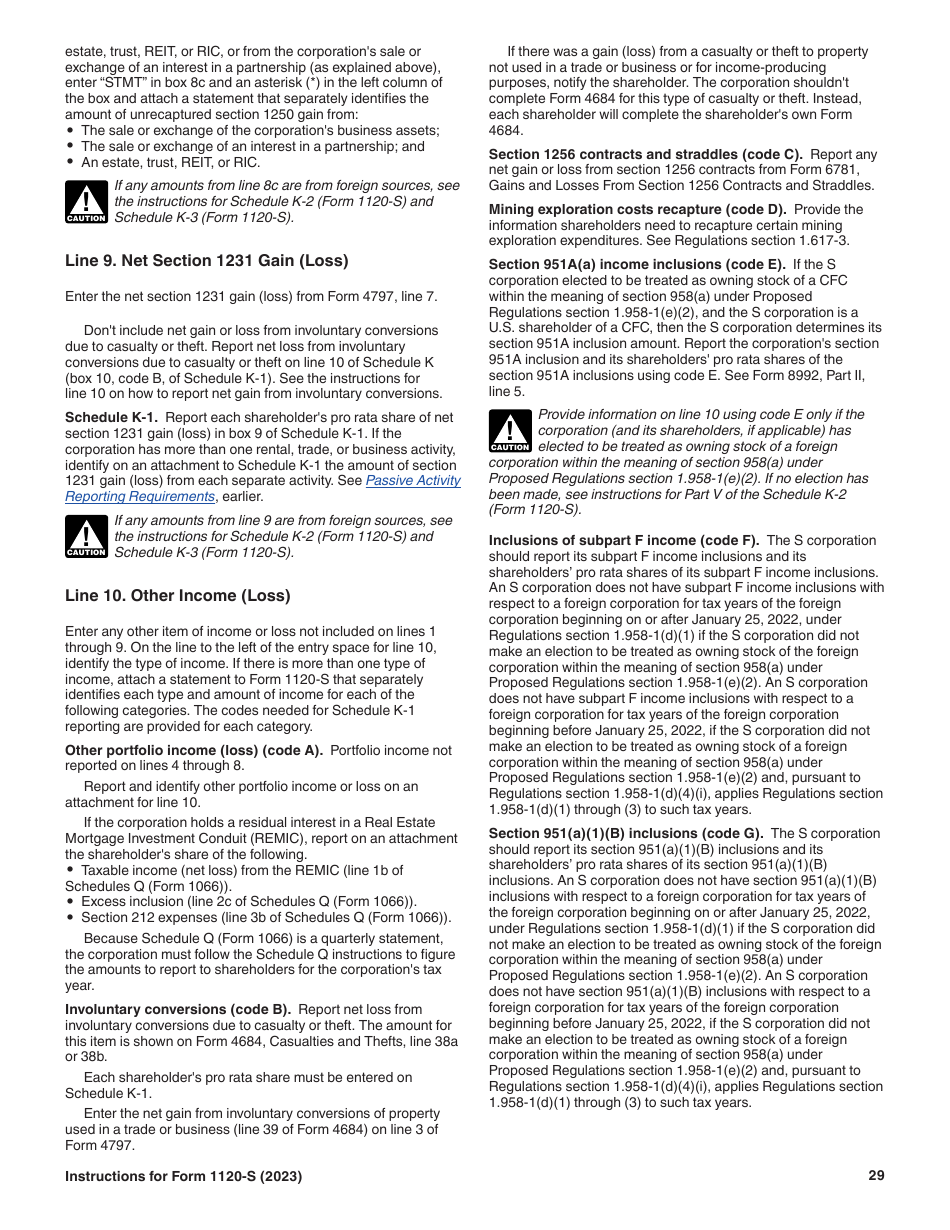 Instructions for IRS Form 1120-S U.S. Income Tax Return for an S Corporation, Page 29