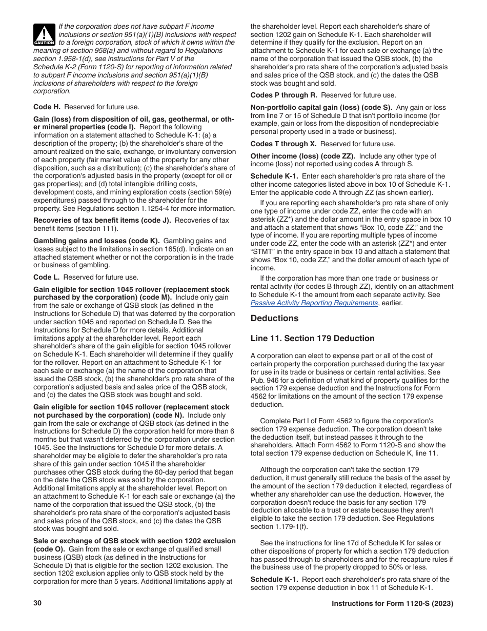 Instructions for IRS Form 1120-S U.S. Income Tax Return for an S Corporation, Page 30