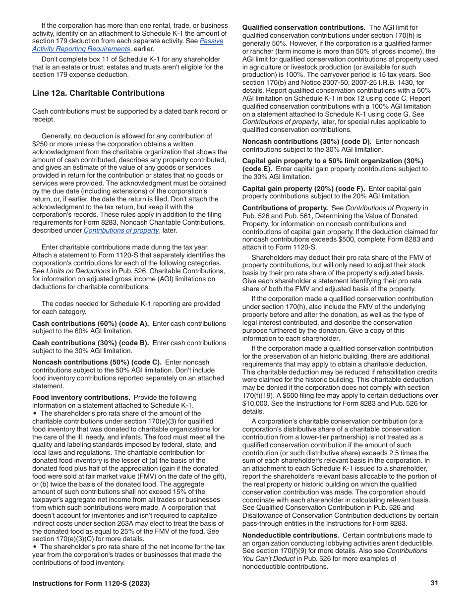 Instructions for IRS Form 1120-S U.S. Income Tax Return for an S Corporation, Page 31