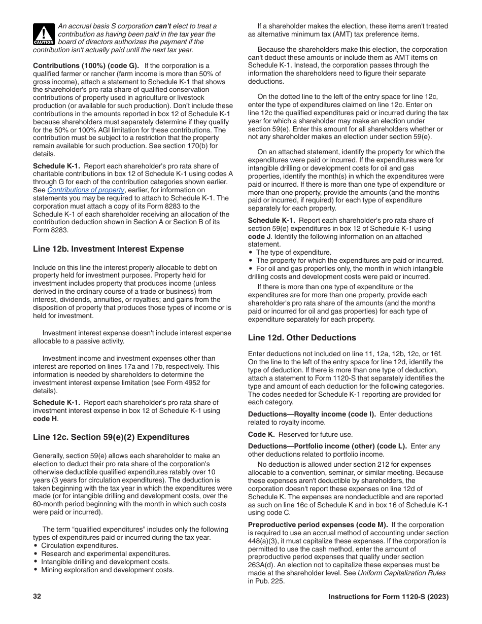 Instructions for IRS Form 1120-S U.S. Income Tax Return for an S Corporation, Page 32