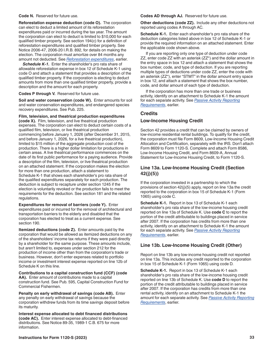 Instructions for IRS Form 1120-S U.S. Income Tax Return for an S Corporation, Page 33