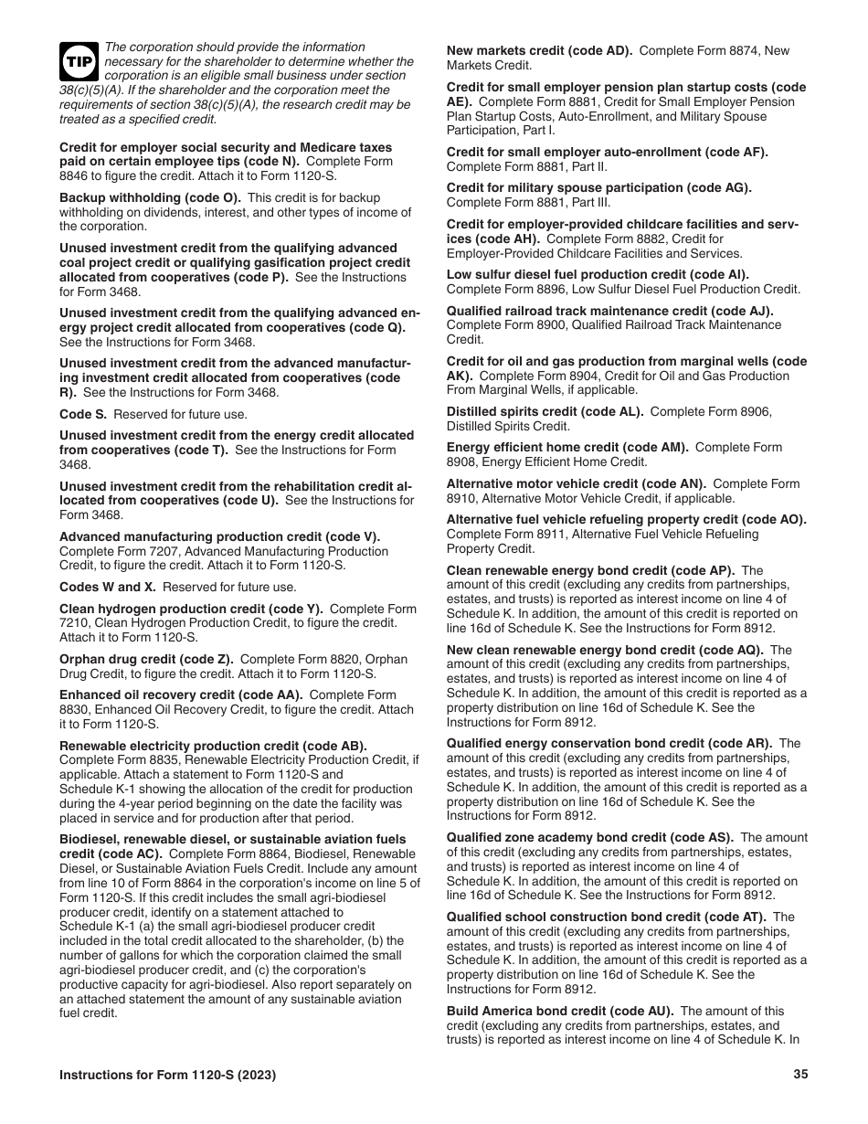 Instructions for IRS Form 1120-S U.S. Income Tax Return for an S Corporation, Page 35