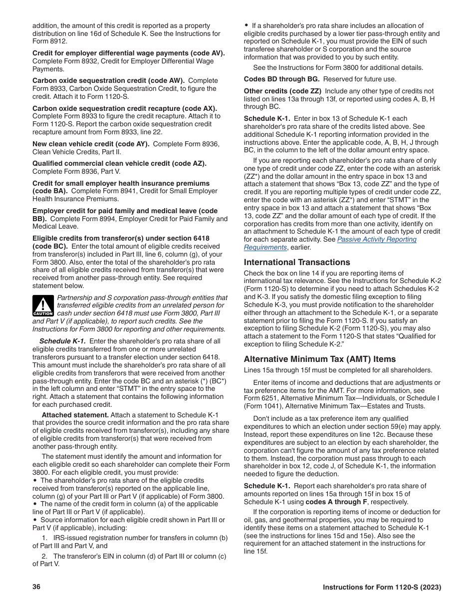 Instructions for IRS Form 1120-S U.S. Income Tax Return for an S Corporation, Page 36