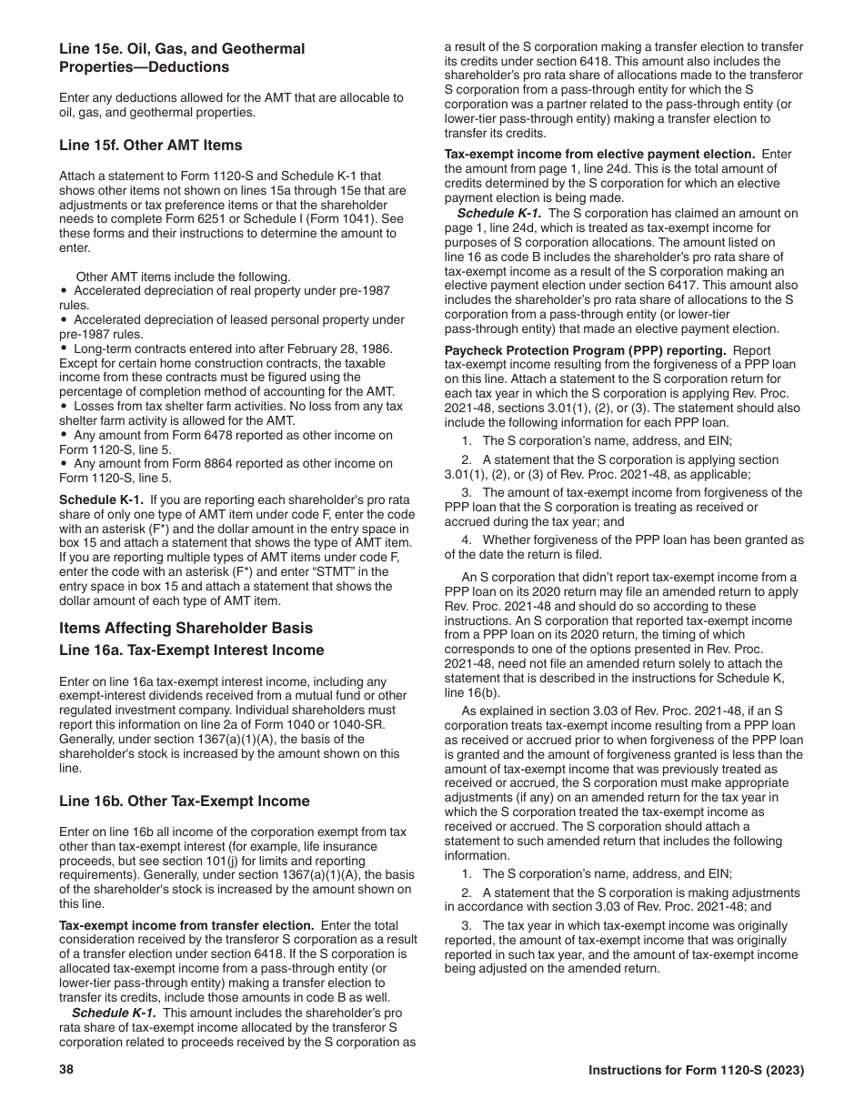 Instructions for IRS Form 1120-S U.S. Income Tax Return for an S Corporation, Page 38
