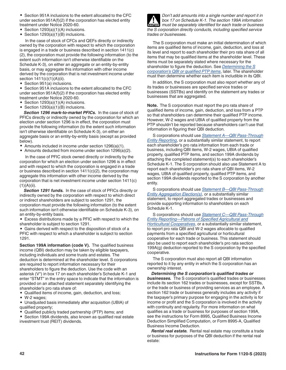 Instructions for IRS Form 1120-S U.S. Income Tax Return for an S Corporation, Page 42