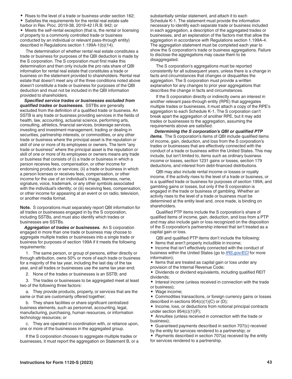 Instructions for IRS Form 1120-S U.S. Income Tax Return for an S Corporation, Page 43