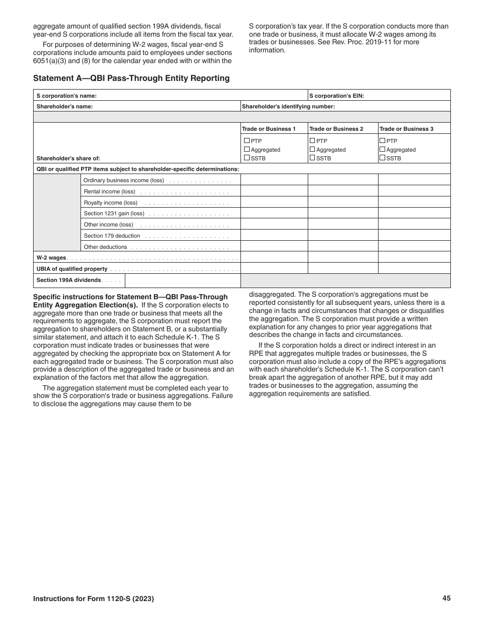Instructions for IRS Form 1120-S U.S. Income Tax Return for an S Corporation, Page 45