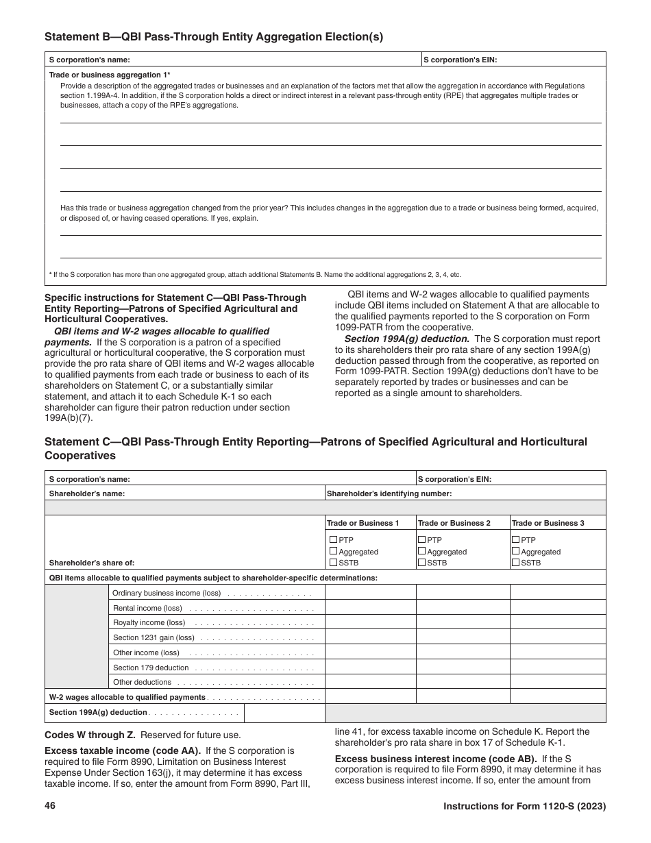 Instructions for IRS Form 1120-S U.S. Income Tax Return for an S Corporation, Page 46