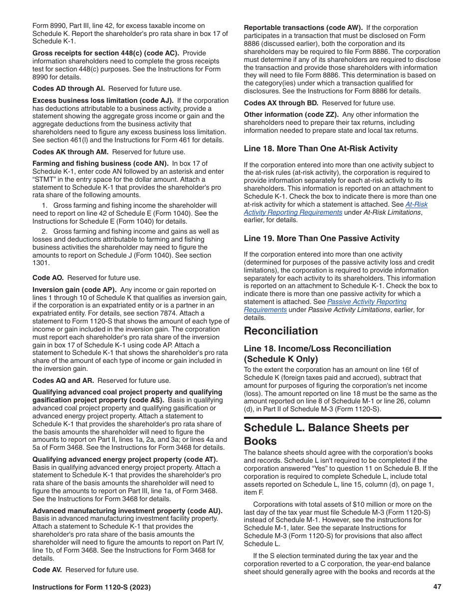 Instructions for IRS Form 1120-S U.S. Income Tax Return for an S Corporation, Page 47