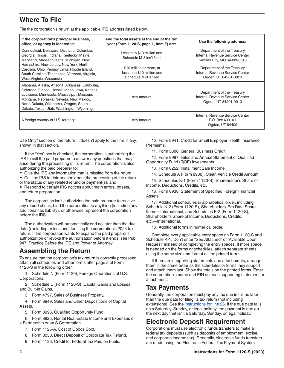 Instructions for IRS Form 1120-S U.S. Income Tax Return for an S Corporation, Page 4