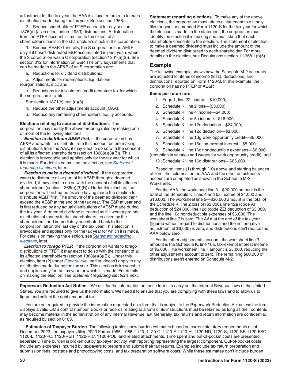 Instructions for IRS Form 1120-S U.S. Income Tax Return for an S Corporation, Page 50