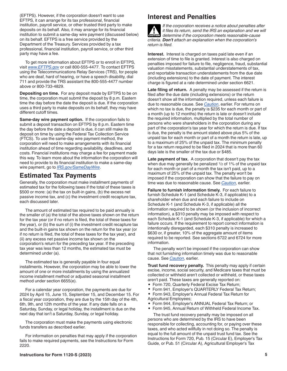 Instructions for IRS Form 1120-S U.S. Income Tax Return for an S Corporation, Page 5