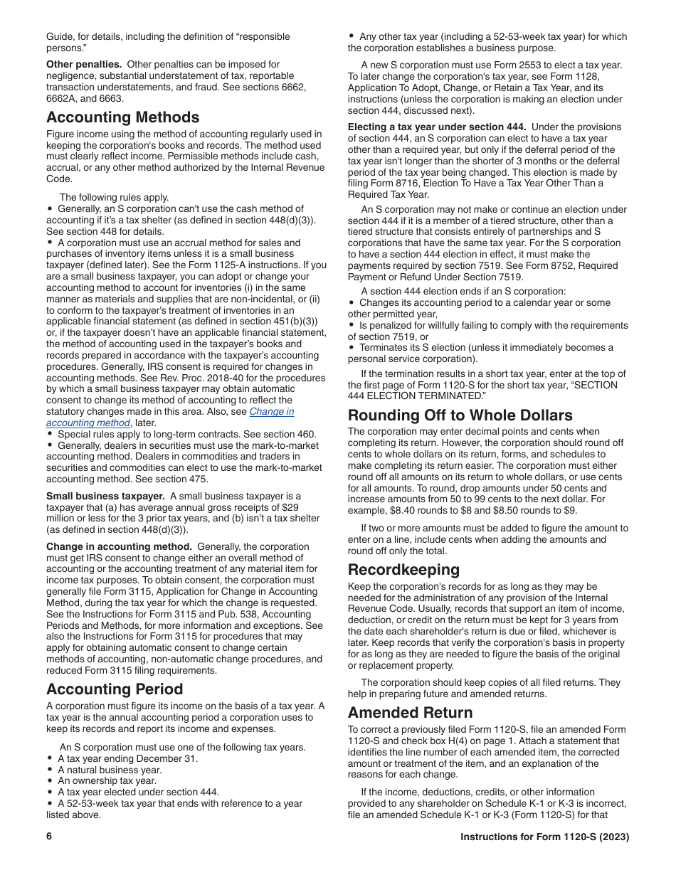 Instructions for IRS Form 1120-S U.S. Income Tax Return for an S Corporation, Page 6