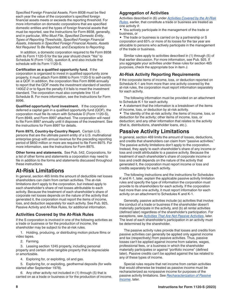 Instructions for IRS Form 1120-S U.S. Income Tax Return for an S Corporation, Page 8