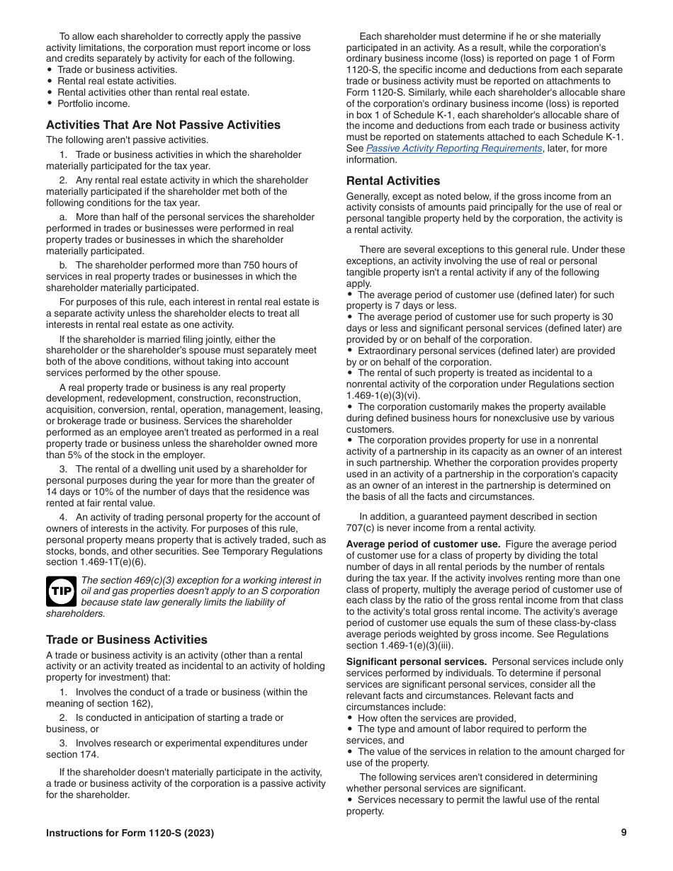 Instructions for IRS Form 1120-S U.S. Income Tax Return for an S Corporation, Page 9