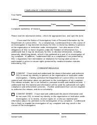 Complainant Consent/Identity Release Form