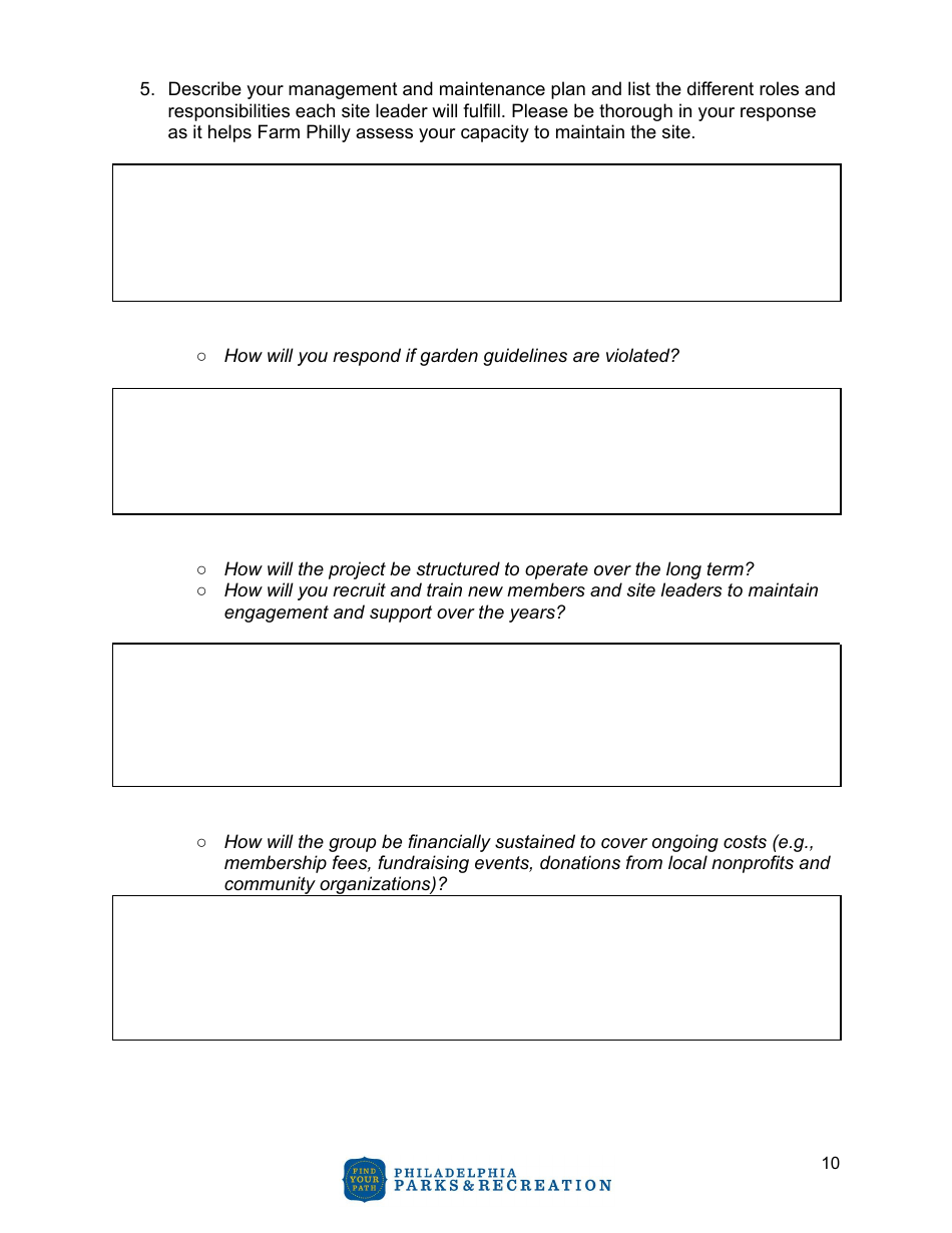 Community Agriculture Project Application - City of Philadelphia, Pennsylvania, Page 10