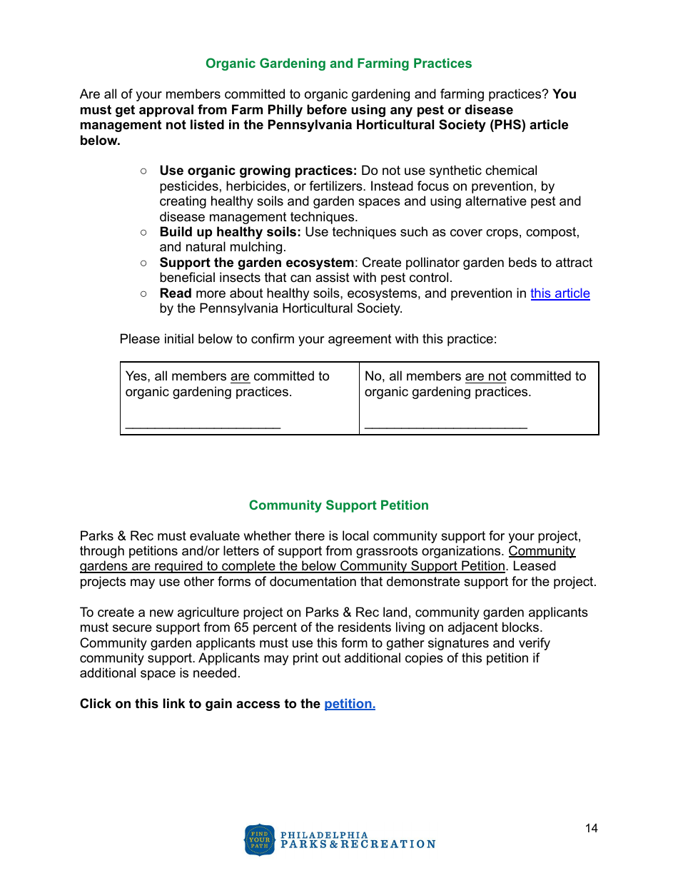 Community Agriculture Project Application - City of Philadelphia, Pennsylvania, Page 14
