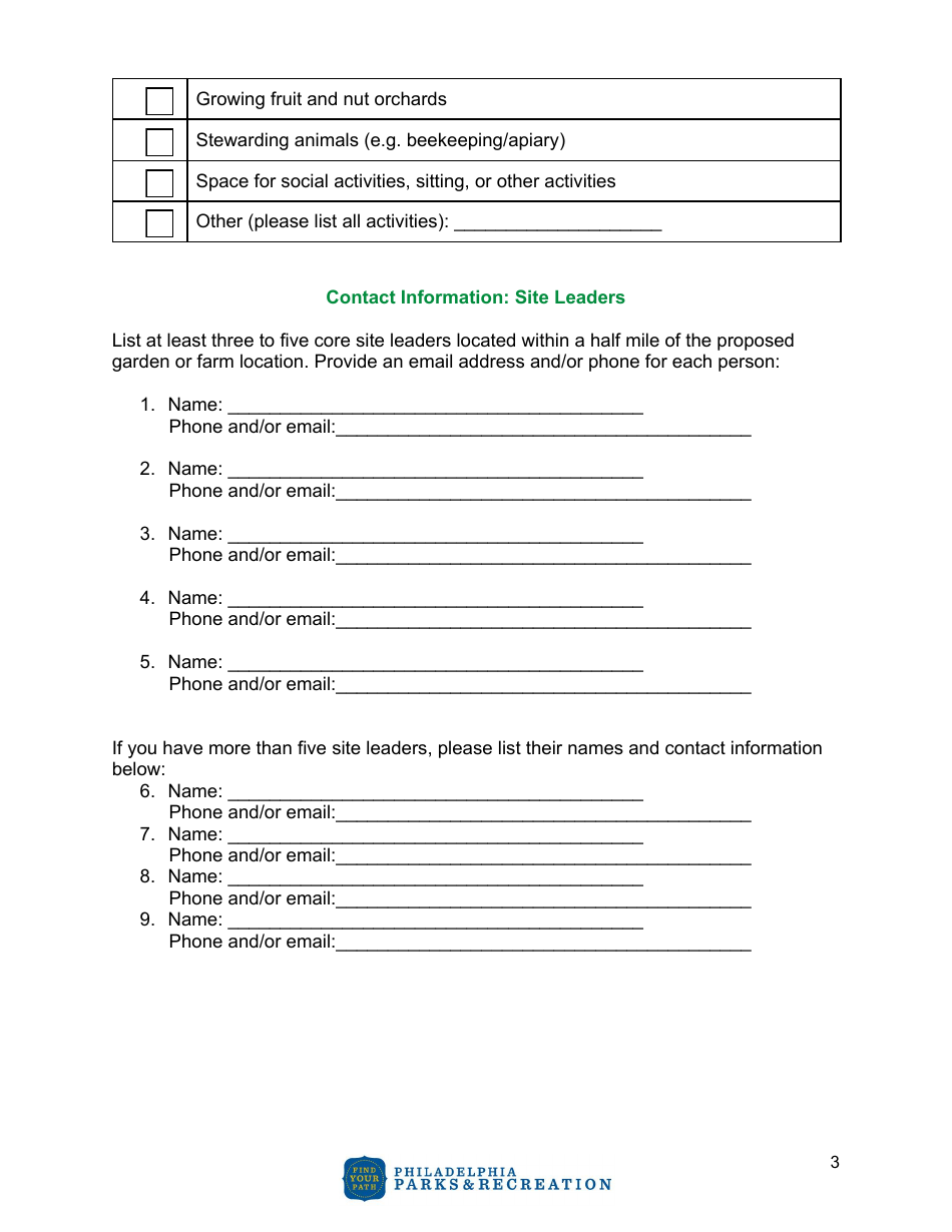 Community Agriculture Project Application - City of Philadelphia, Pennsylvania, Page 3