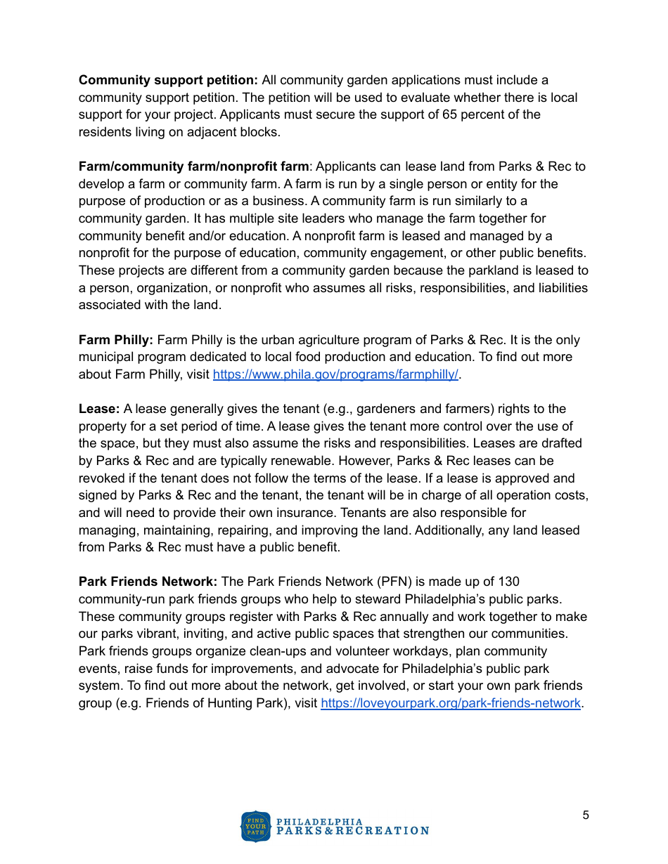 Community Agriculture Project Application - City of Philadelphia, Pennsylvania, Page 5