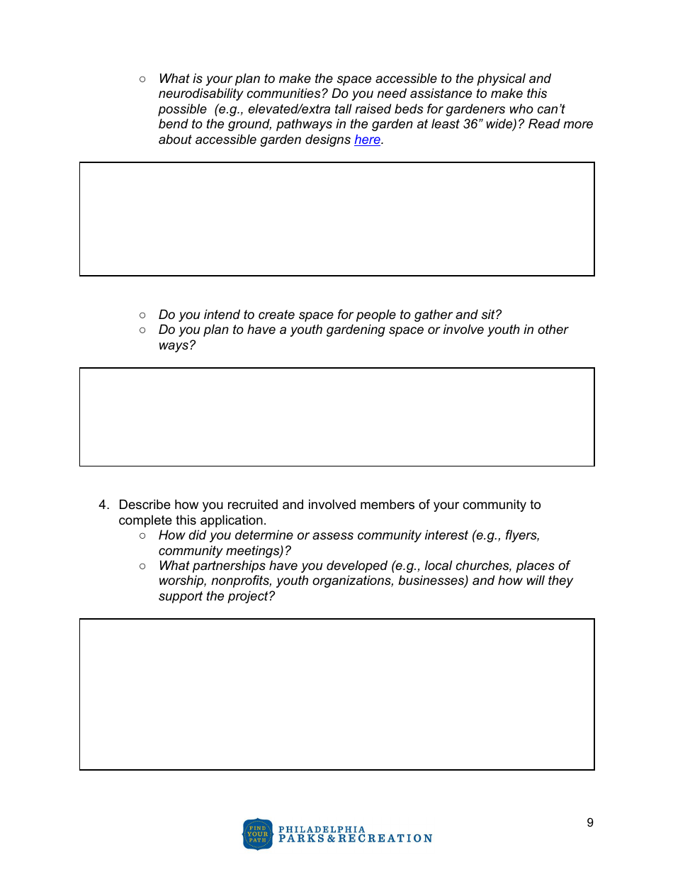 Community Agriculture Project Application - City of Philadelphia, Pennsylvania, Page 9