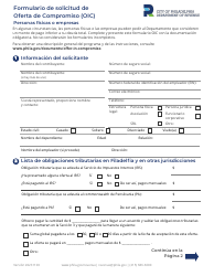 Formulario De Solicitud De Oferta De Compromiso (OIC) - City of Philadelphia, Pennsylvania (Spanish)