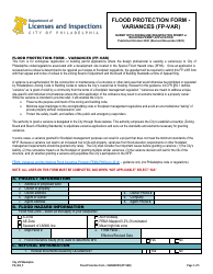 Form PG_004_F Flood Protection Form - Variances - City of Philadelphia, Pennsylvania