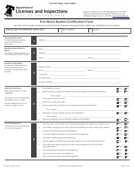 Form TP_009_F Fire Alarm System Certification Form - City of Philadelphia, Pennsylvania