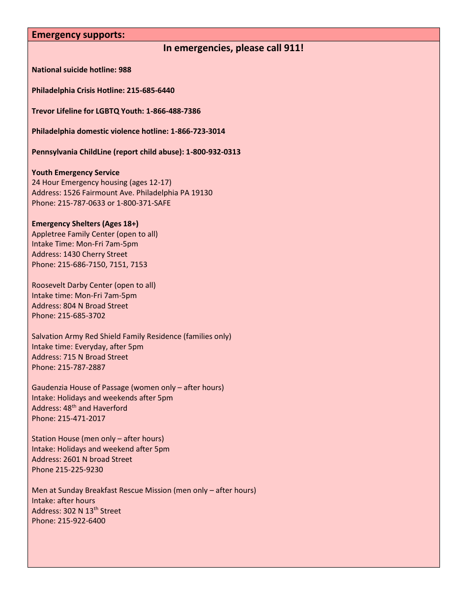 Youth Discharge and Aftercare Form - City of Philadelphia, Pennsylvania, Page 3
