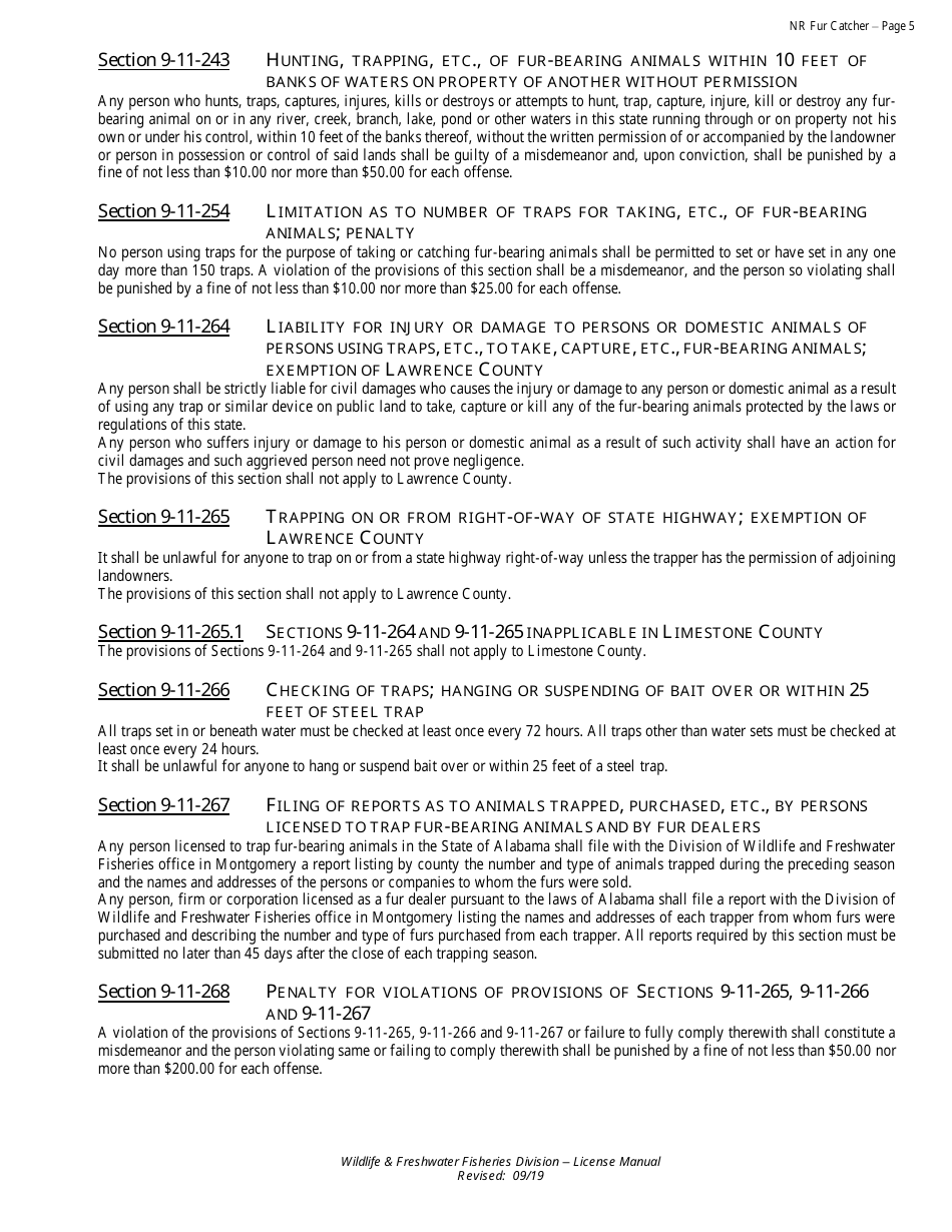 Fur Catcher License - Non-resident - Alabama, Page 5