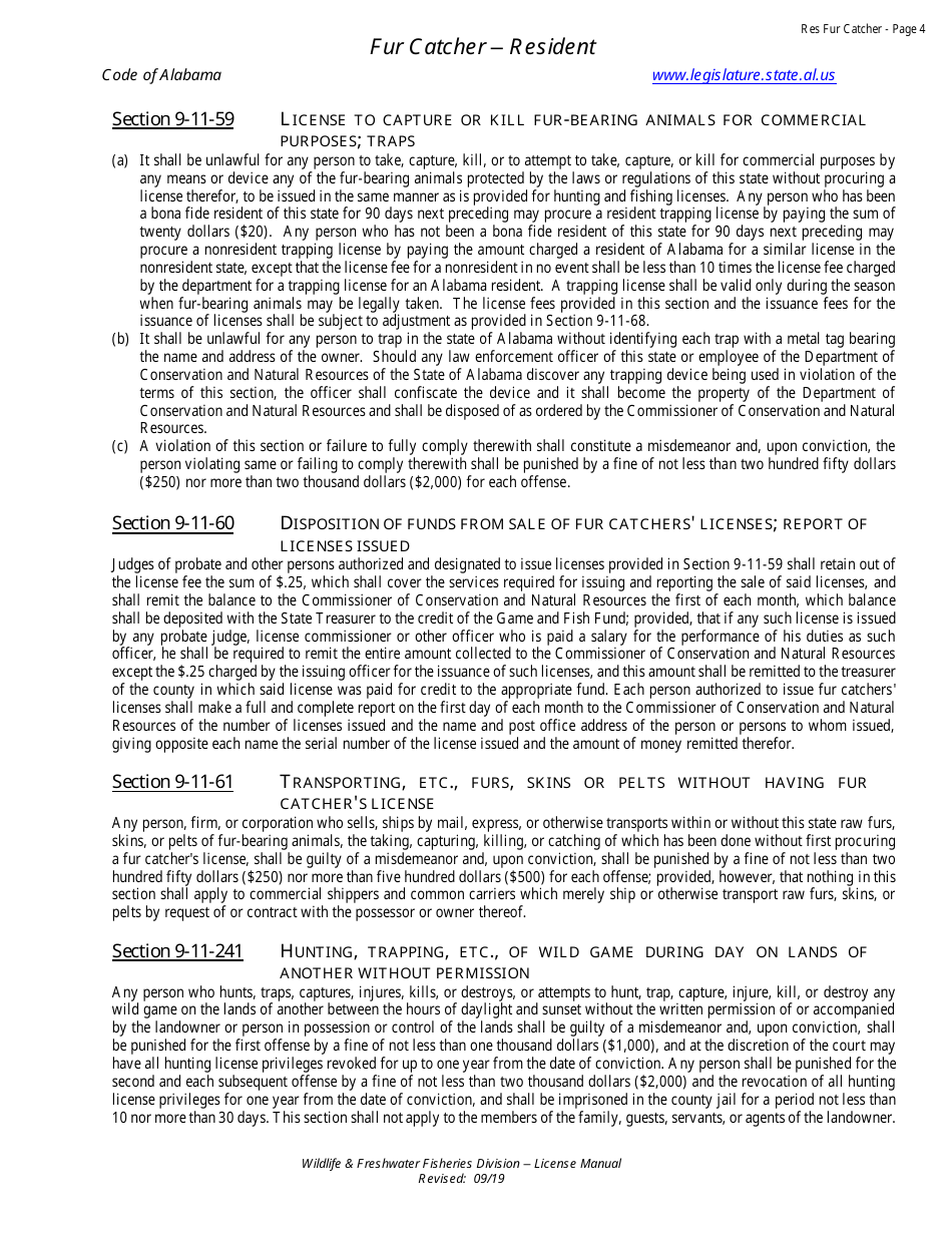 Fur Catcher License - Resident - Alabama, Page 4