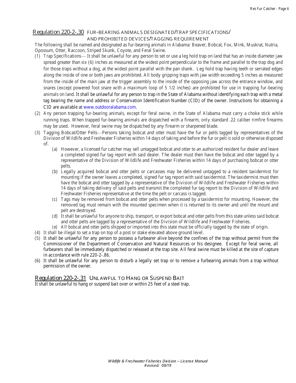 Fur Catcher License - Resident - Alabama, Page 6