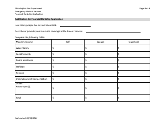 Emergency Medical Services Financial Hardship Application - City of Philadelphia, Pennsylvania, Page 4