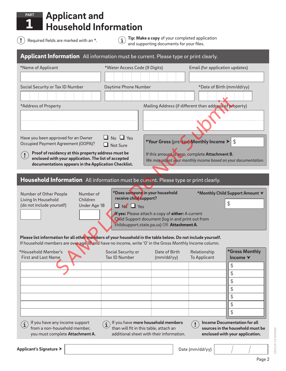 Customer Assistance Application - Sample - City of Philadelphia, Pennsylvania, Page 3