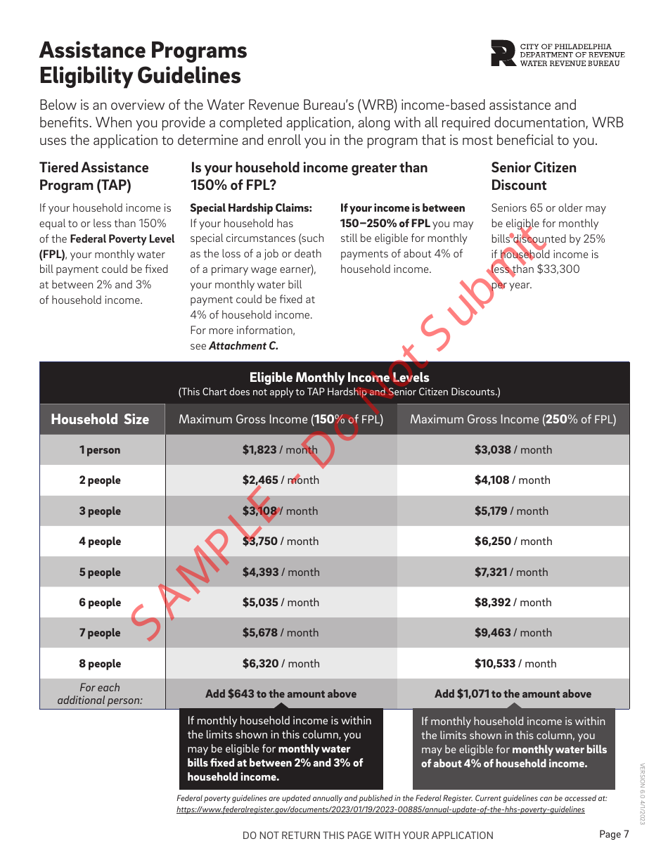 Customer Assistance Application - Sample - City of Philadelphia, Pennsylvania, Page 8