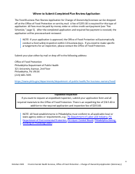 Plan Review Application Form for Stationary Food Establishments Change of Ownership/Licensee Only - City of Philadelphia, Pennsylvania, Page 4