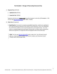 Plan Review Application Form for Stationary Food Establishments Change of Ownership/Licensee Only - City of Philadelphia, Pennsylvania, Page 5