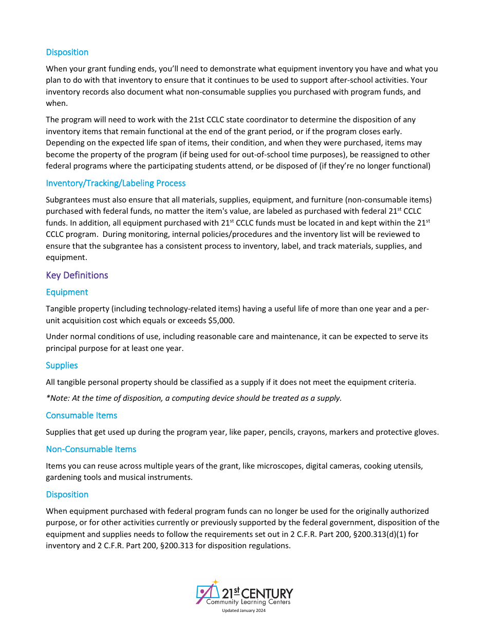Inventory, Tracking, and Labeling of Equipment and Supplies for 21st Cclc Programs - North Dakota, Page 2