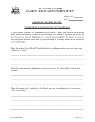 Document preview: Emergency Hearing Appeal - City of Philadelphia, Pennsylvania