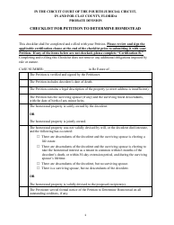 Document preview: Checklist for Petition to Determine Homestead - Clay County, Florida