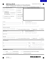 Document preview: Form OR-40 (150-101-040) Oregon Individual Income Tax Return for Full-Year Residents - Oregon, 2023