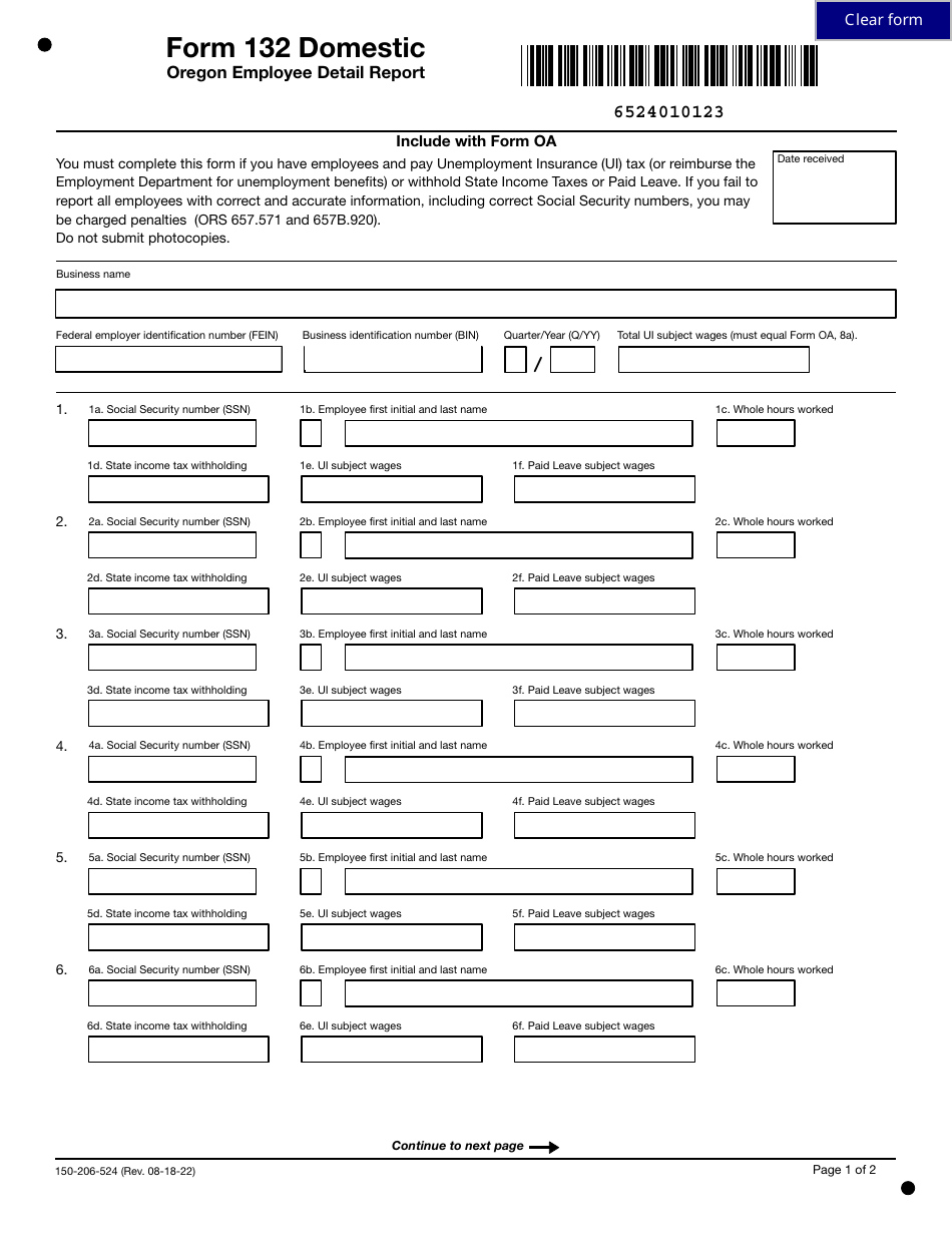 Form 132 DOMESTIC (150-206-524) - Fill Out, Sign Online and Download ...