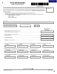 Form OA DOMESTIC (150-206-526) Oregon Annual Tax Report - Oregon