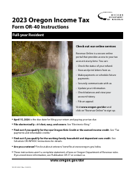 Document preview: Instructions for Form OR-40, 150-101-040 Oregon Individual Income Tax Return for Full-Year Residents - Oregon, 2023