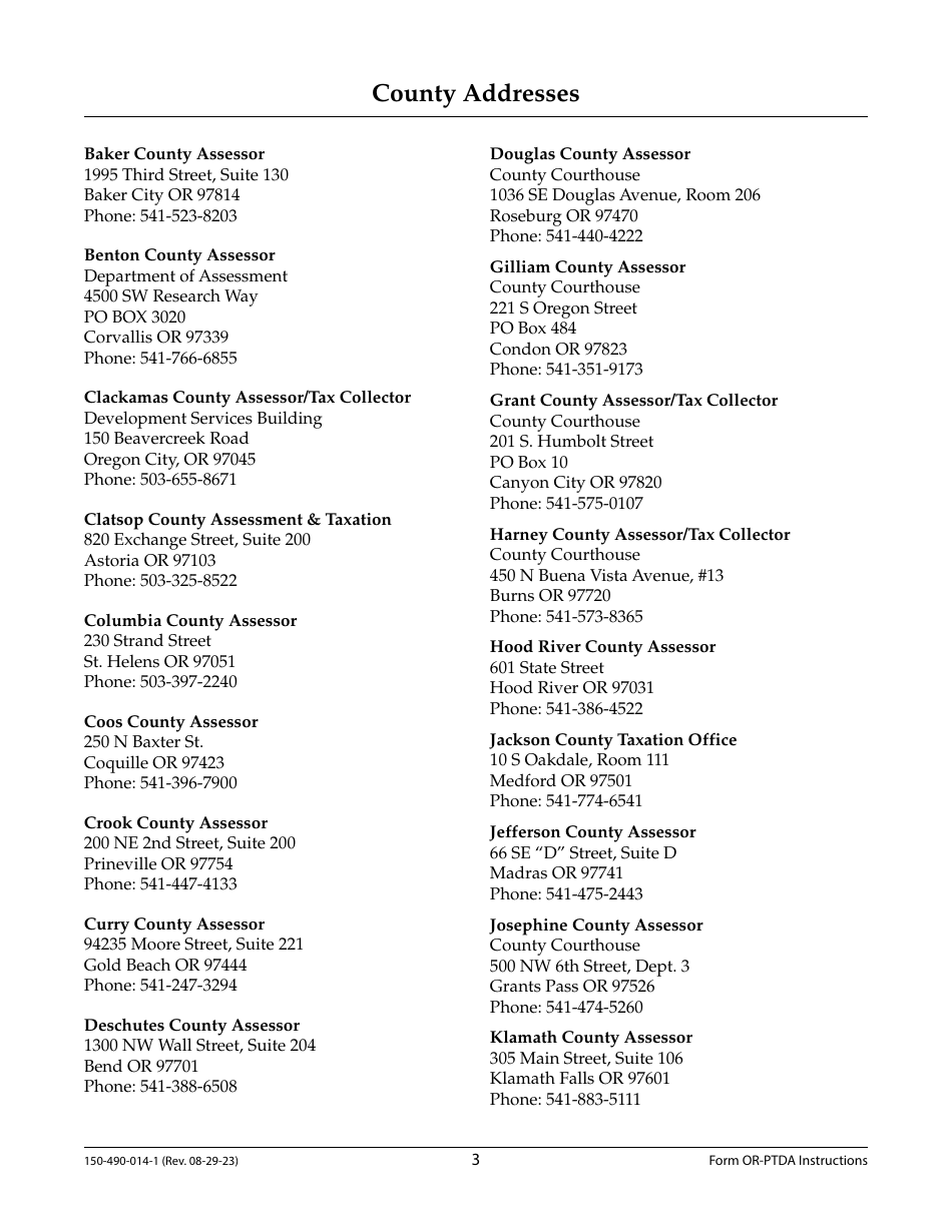 Instructions for Form OR-PDTA, 150-490-014 Property Tax Deferral Application - Oregon, Page 3